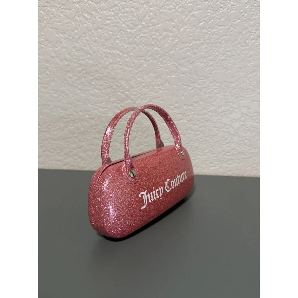 Juicy Couture Kids Pink Glitter Handbag-Style Eyeglasses Case